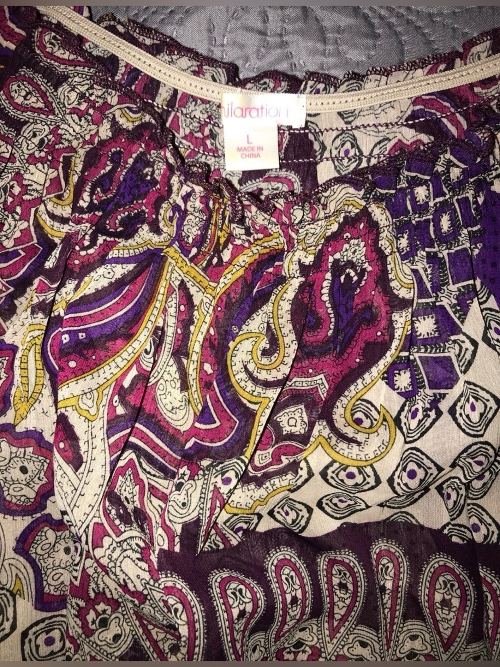 Boho Purple Cream Top - Picture 2 of 3